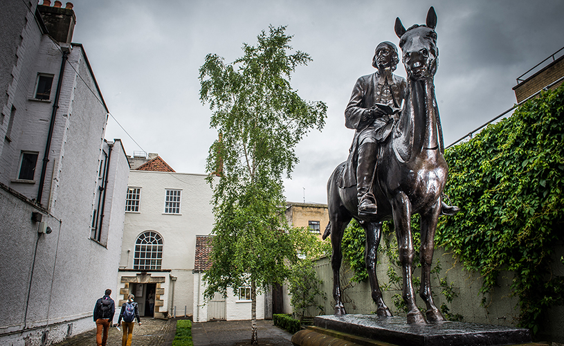John Wesley on horseback statue in Bristol